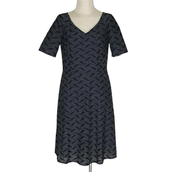 Evan Picone Fit N Flare Dress Size 10 Black White Short Sleeve Pullover Lined - Picture 1 of 8